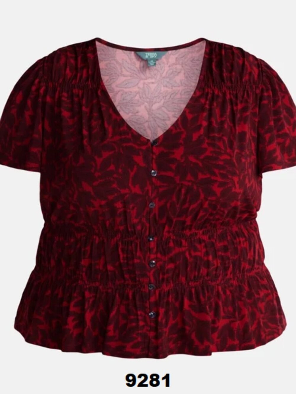 N.W.T Terra & Sky Women’s Rusty Red Plus V-Neck Femme Smocked Top